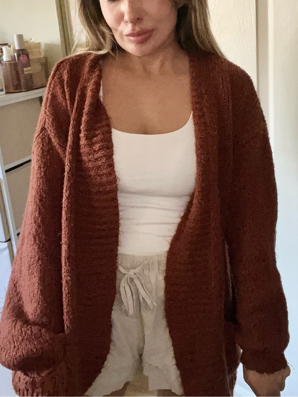 bp Rust Open-Front Knit Cardigan - Picture 2 of 7
